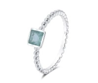 Salient Square Shape CZ Crystal Silver Ring NSR-4086